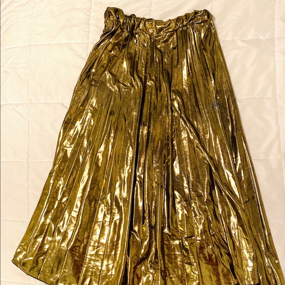 Gold Pleated Skirt
